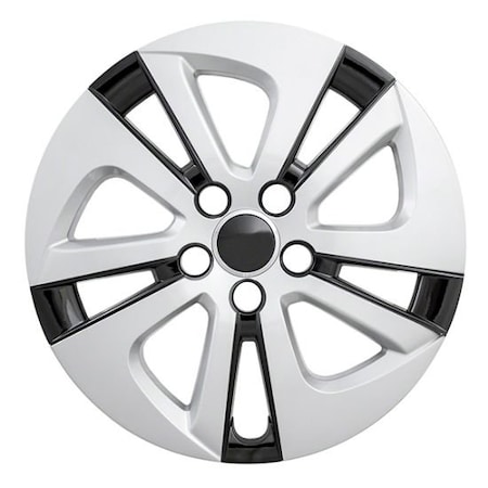 15, 5 Spoke, Silver/ Black, Plastic, Set Of 4